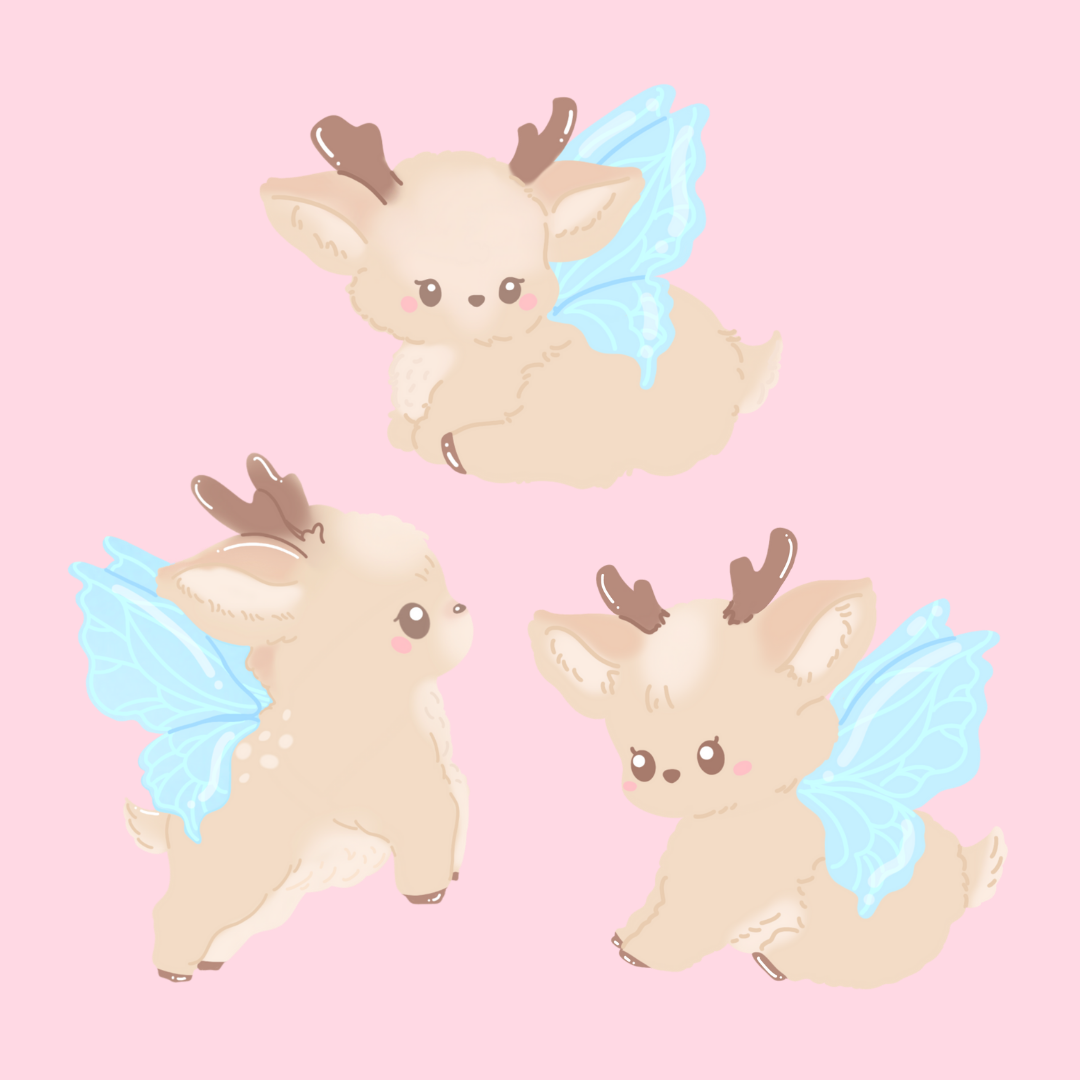 Fairy deer - Pack de stickers holographiques